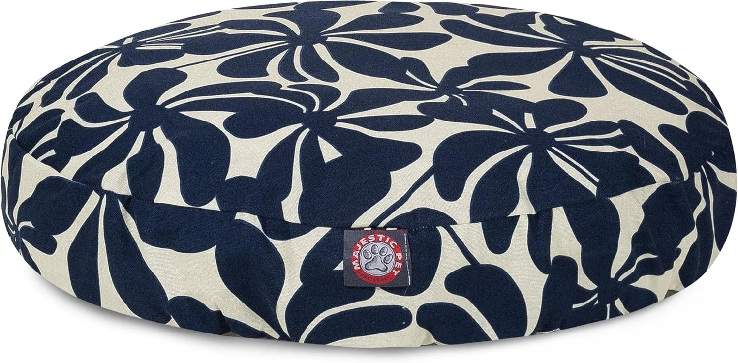 Navy Blue Plantation Large Round Indoor Outdoor Pet Dog Bed With Removable Washable Cover By Majestic Pet Products