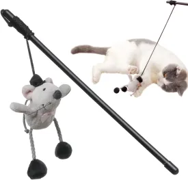 PAZ'S GIFT Cat Wand Toy Cute Mouse Tease Cat Wand Interactive Indoor Toy Swing and Squeak Fun Toy Kitten Play with Cat Interactive Chase Movement Reduce Boredom Suitable for All Cat Toys