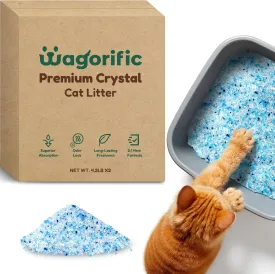 Premium Crystal Cat Litter - Non-Clumping, Dust Free, Odor Control with Fresh Scent, Lightweight& Low Tracking Kitty Litter 8.6 lbs Total(2 Bags of 4.3 lb) - Blue Silica Gel - Vine1