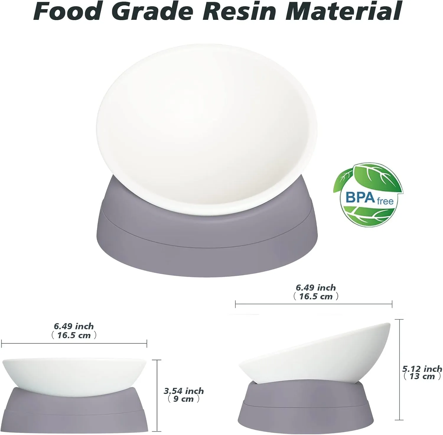 Ravitat Elevated Cat Food Bowl - Adjustable, Anti-Slip & Anti-Noise, Protects Pet's Spine, Thickened Plastic, 17 Oz