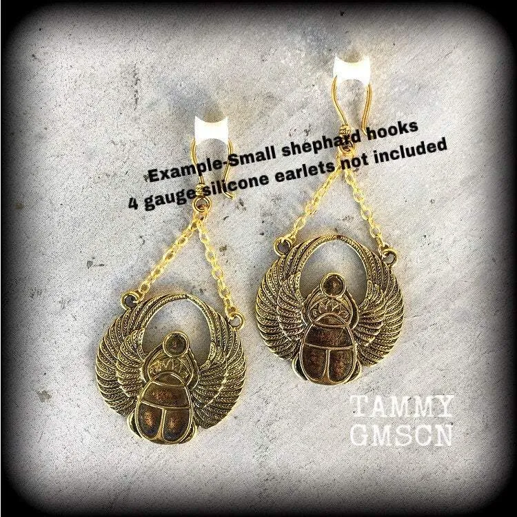 Scarab beetle earrings Egyptian earrings Scarab beetle earrings Animal Nefertiti earrings Tunnel earrings Plug earrings Ear hangers 0g 2g
