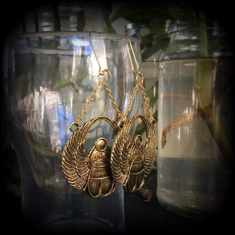 Scarab beetle earrings Egyptian earrings Scarab beetle earrings Animal Nefertiti earrings Tunnel earrings Plug earrings Ear hangers 0g 2g