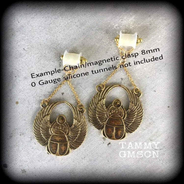Scarab beetle earrings Egyptian earrings Scarab beetle earrings Animal Nefertiti earrings Tunnel earrings Plug earrings Ear hangers 0g 2g