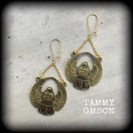 Scarab beetle earrings Egyptian earrings Scarab beetle earrings Animal Nefertiti earrings Tunnel earrings Plug earrings Ear hangers 0g 2g