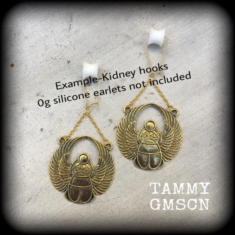 Scarab beetle earrings Egyptian earrings Scarab beetle earrings Animal Nefertiti earrings Tunnel earrings Plug earrings Ear hangers 0g 2g