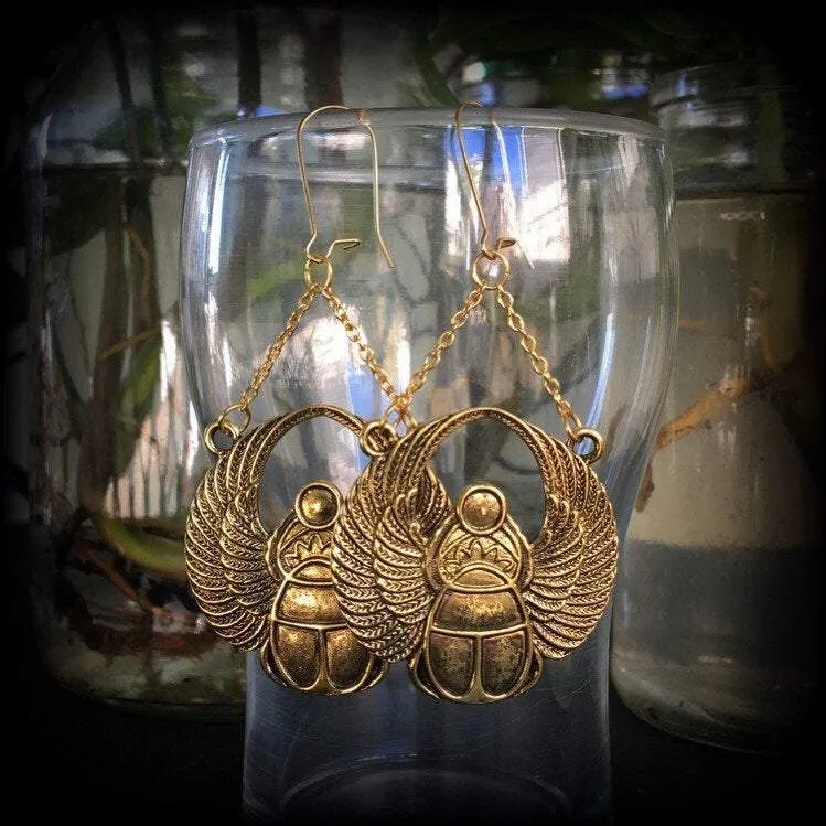 Scarab beetle earrings Egyptian earrings Scarab beetle earrings Animal Nefertiti earrings Tunnel earrings Plug earrings Ear hangers 0g 2g