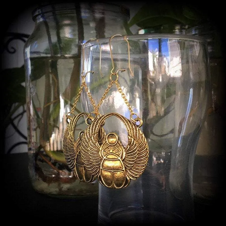 Scarab beetle earrings Egyptian earrings Scarab beetle earrings Animal Nefertiti earrings Tunnel earrings Plug earrings Ear hangers 0g 2g