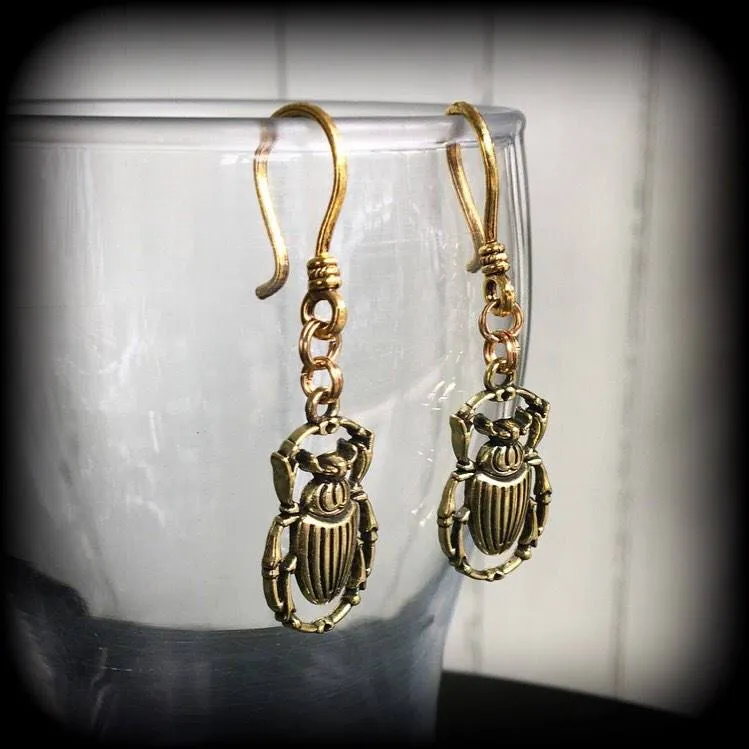 Scarab beetle earrings Egyptian earrings Scarab beetle earrings Animal Nefertiti earrings Tunnel earrings Plug earrings Gauged earrings 2g