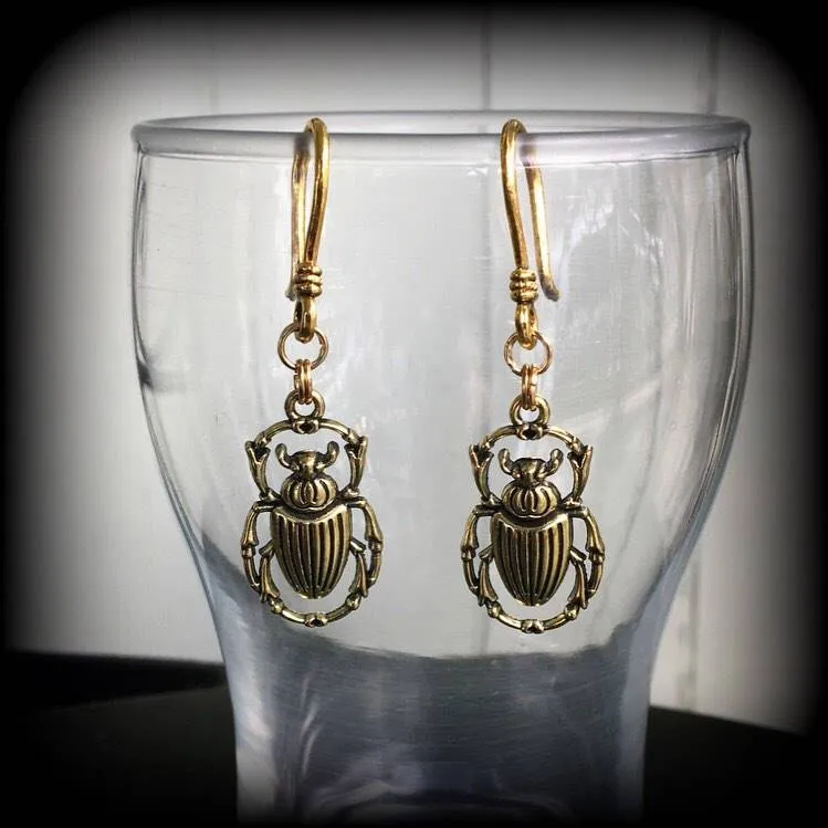 Scarab beetle earrings Egyptian earrings Scarab beetle earrings Animal Nefertiti earrings Tunnel earrings Plug earrings Gauged earrings 2g