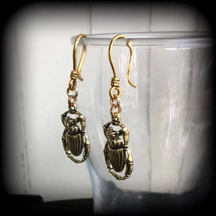 Scarab beetle earrings Egyptian earrings Scarab beetle earrings Animal Nefertiti earrings Tunnel earrings Plug earrings Gauged earrings 2g