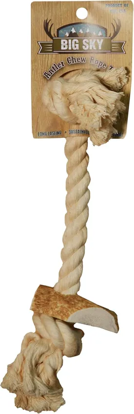 Scott Pet 1 Piece 3/4"" x 15"" Rope Toy with Antler, Large, White (AB03W)