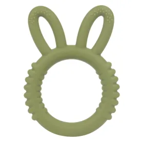 Silicone Babies Teethers Baby Teething Toys for Soothe Massage Sore Gums for 3-12 Months Infants, BPA Free, Easter Gifts for Boys and Girls, Ring Shape Rabbit Ear Design (Army Green)