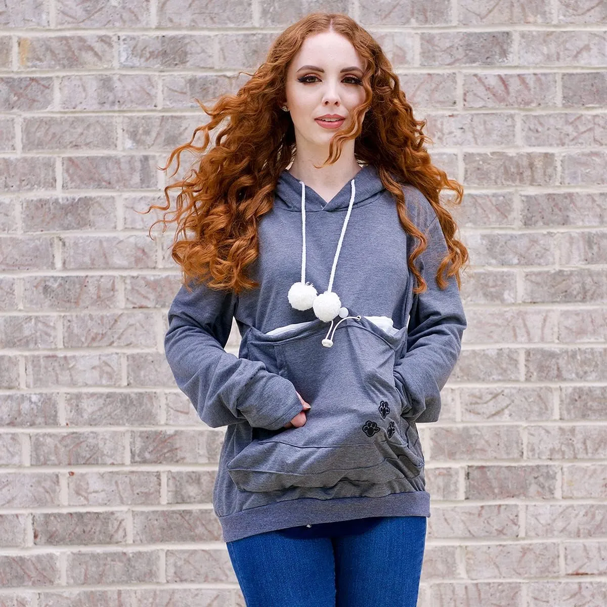Unisex Big Pouch Hoodie Long Sleeve Pet Cat Dog Holder Carrier Sweatshirt