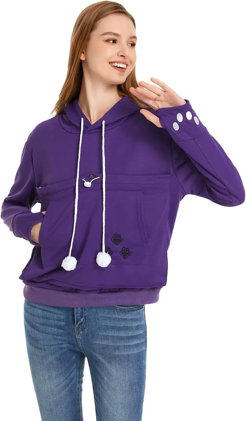 Unisex Big Pouch Hoodie Long Sleeve Pet Cat Dog Holder Carrier Sweatshirt