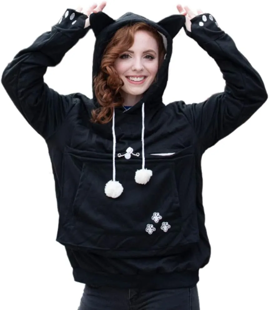Unisex Big Pouch Hoodie Long Sleeve Pet Cat Dog Holder Carrier Sweatshirt