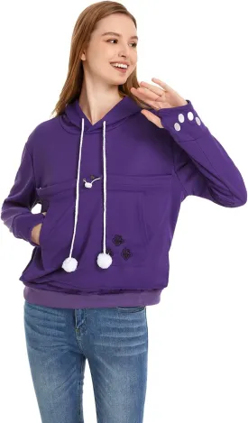 Unisex Big Pouch Hoodie Long Sleeve Pet Cat Dog Holder Carrier Sweatshirt
