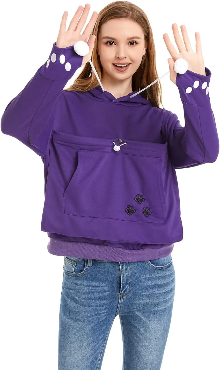 Unisex Big Pouch Hoodie Long Sleeve Pet Cat Dog Holder Carrier Sweatshirt